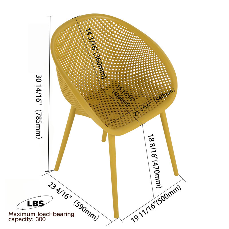 2 Pack Pp Modern Lounge Chairs, Yellow