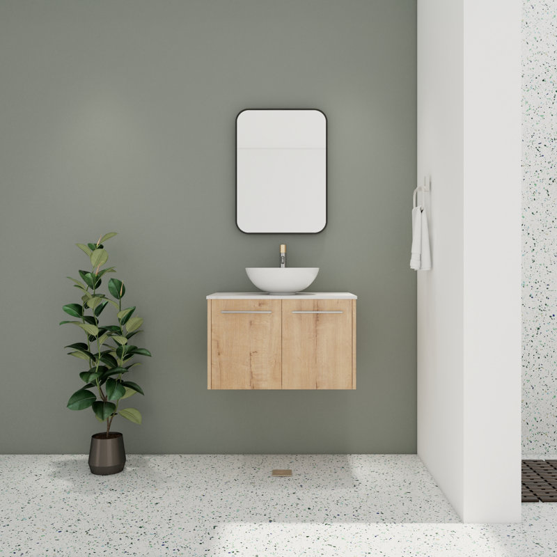Karstyn 29.97 " W Free Standing Wall Mounted 1 Single Vanity Bathroom Vanity With Stone Top
