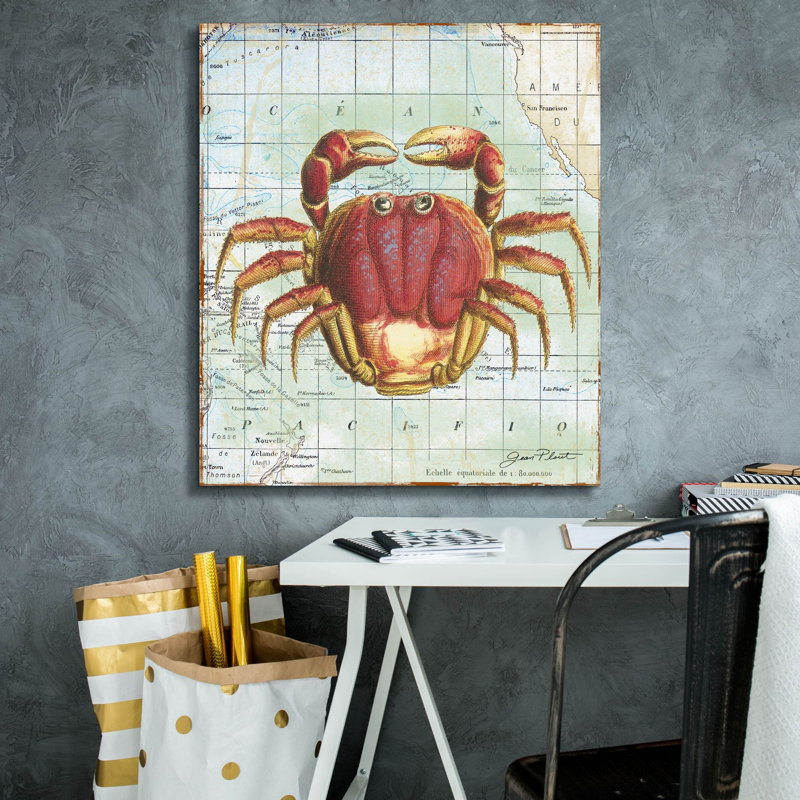  «Nautical Journey-d-crab» par Jean Plout, art mural sur toile, 26 po x 30 po