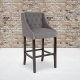 Ahseem 24" High Transitional Tufted Walnut Counter Height Stool