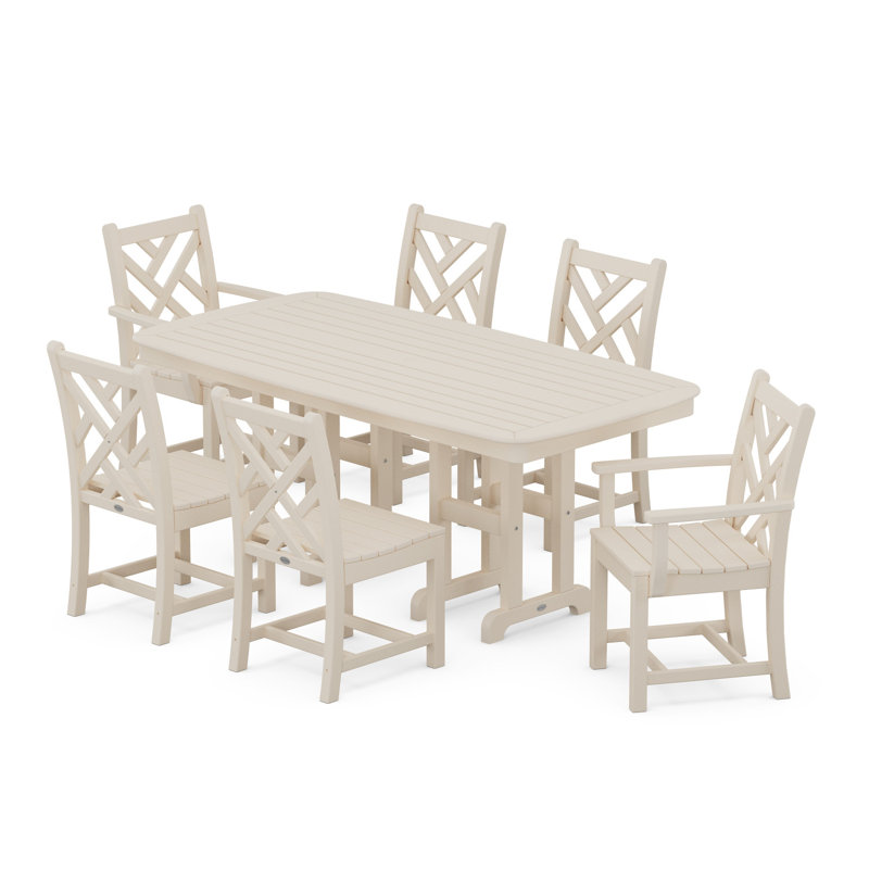 POLYWOOD Chippendale 7-Piece Dining Set, Sand
