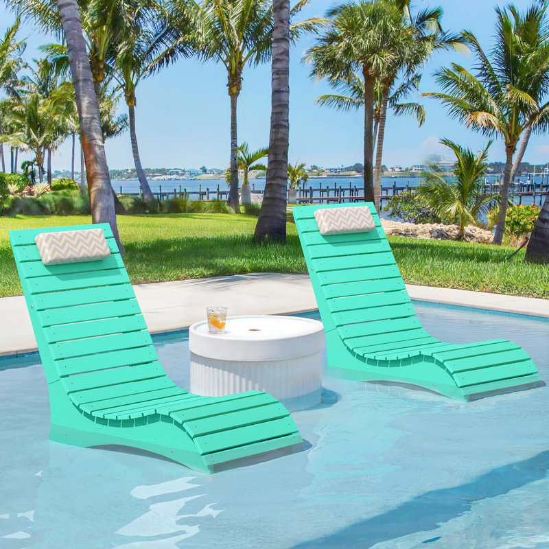 Pool Lounge Chairs Set of 2, Apple Green