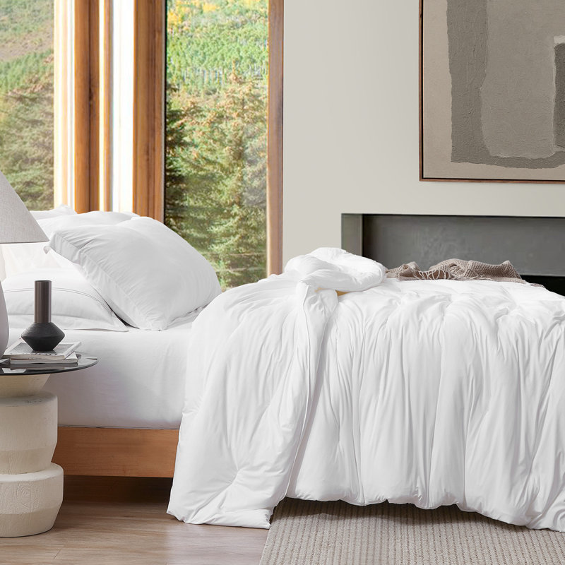 Cooling - Coma Inducer庐 Oversized Comforter Set - Frosty Taupe, Queen Comforter + 2 Standard Shams, White