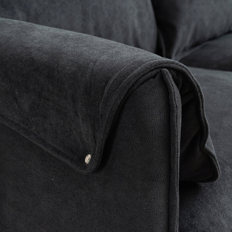 L-shaped Sofa with Footstools and Storage, Dark Gray