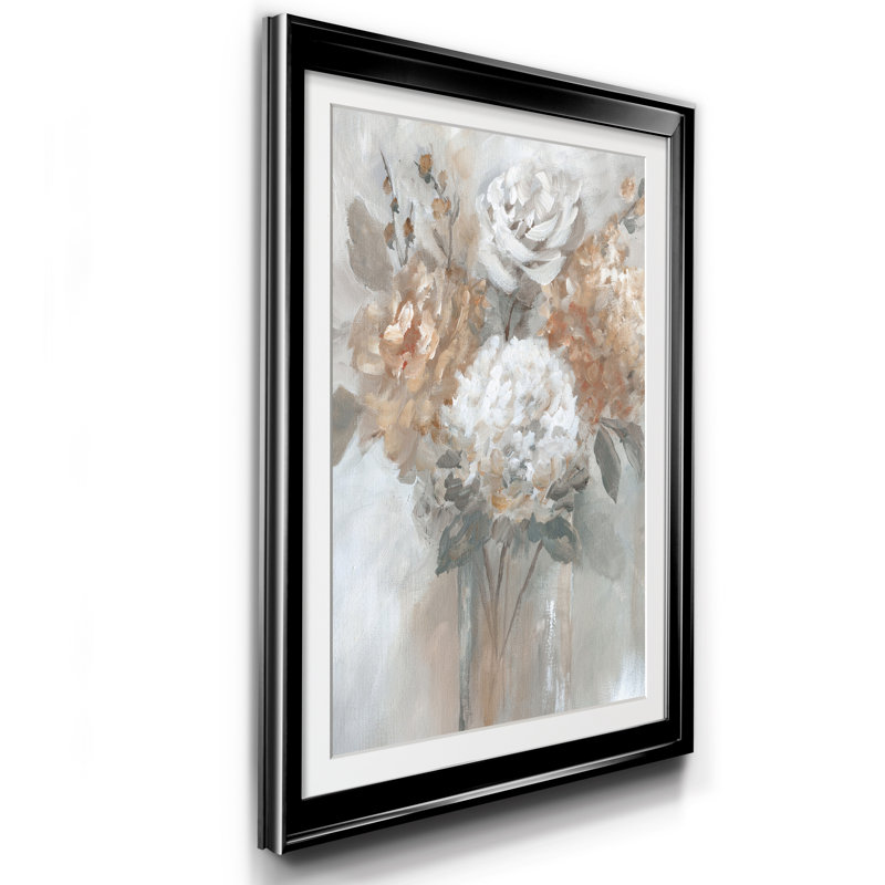 Blush Bouquet - Reproduction d'art sur papier encadrée, Cadre noir, H 26,5 po x l 36,5 po x P 1,5 po