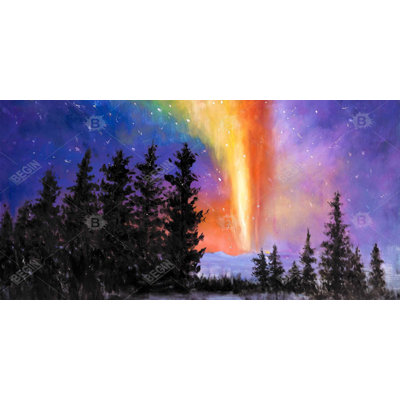 Aurora borealis in the forest - 15.75"x31.50" Desk mat