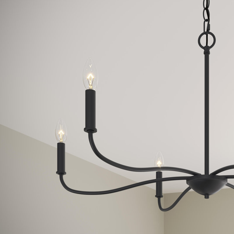 Ilia 6-Light Matte Black Large Chandelier, Matte Black