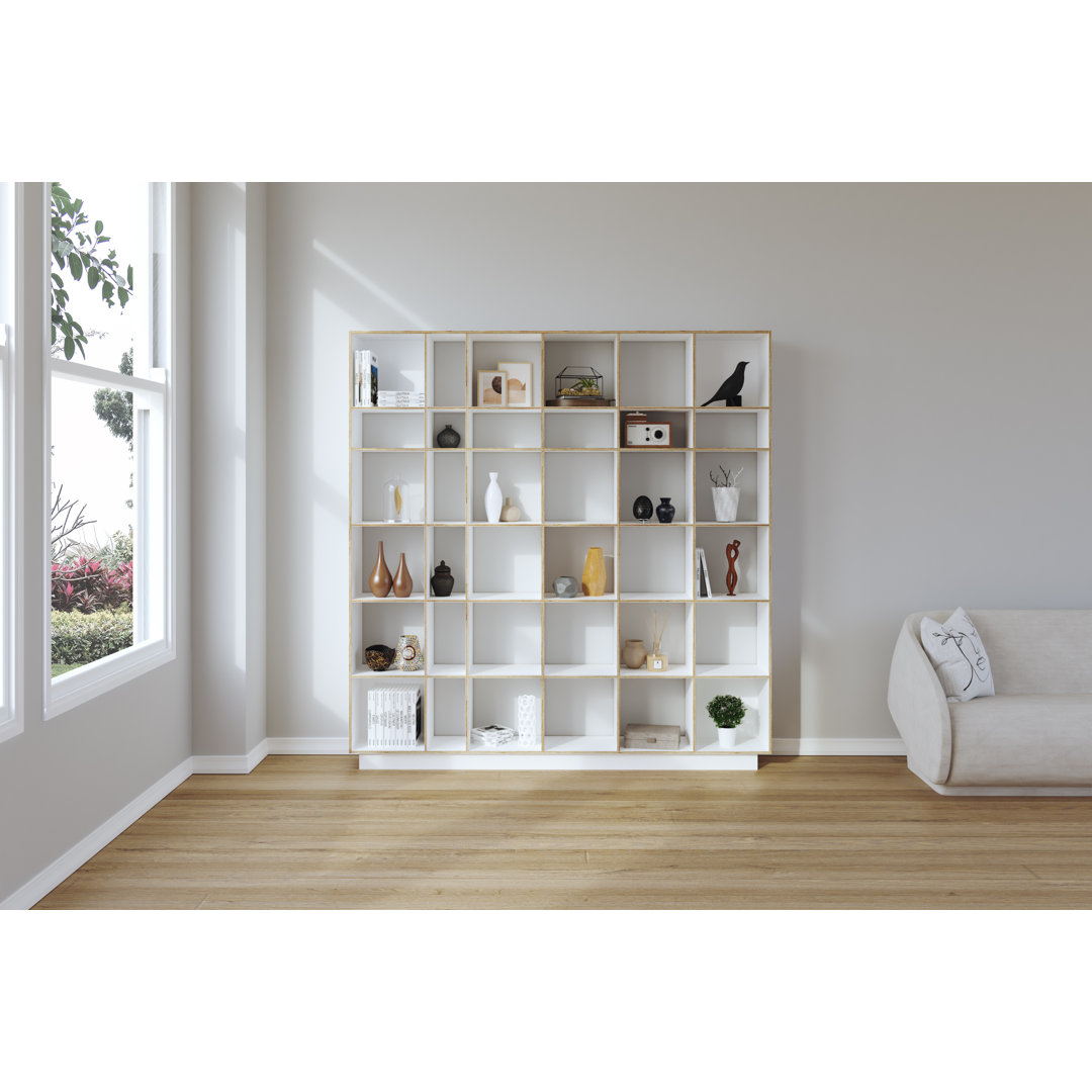 Marleine 200cm H x 123cm W Plywood Geometric Bookcase