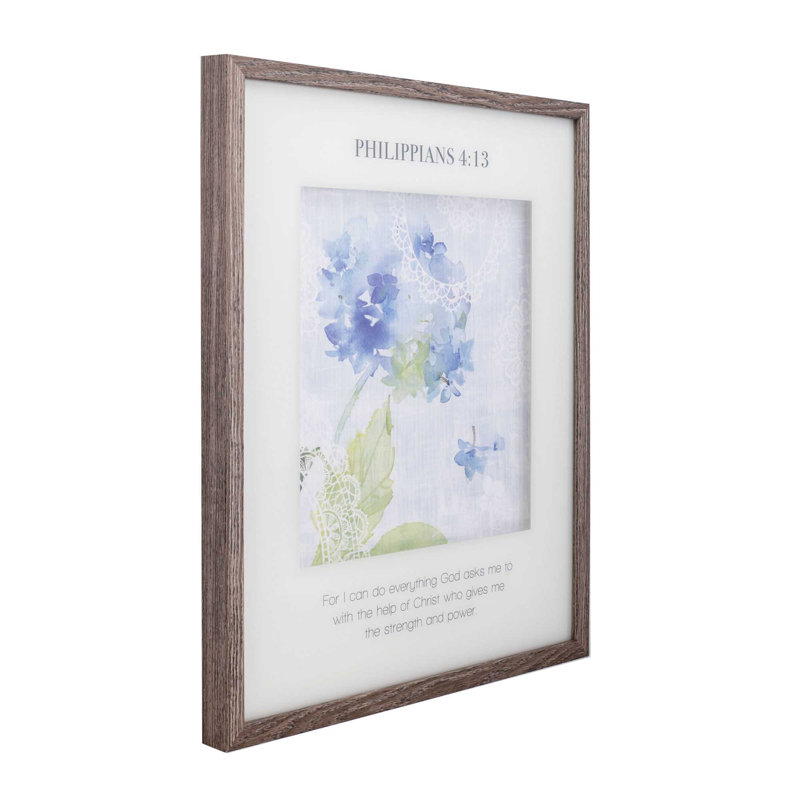 Framed Wall Hydrangea & Lace Phil. 4:13
