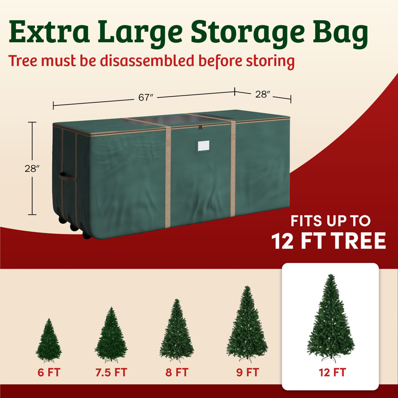 Yuri Rolling Christmas Tree Storage Bag - Heavy-Duty Storage Bags for 12FT Artificial Trees, Seasonal Décor, Packing, Moving, and More