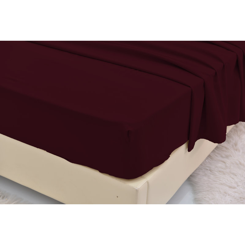 Ensemble de literie en rayonne de bambou, Aubergine, Ensemble de draps pour très grand lit californien