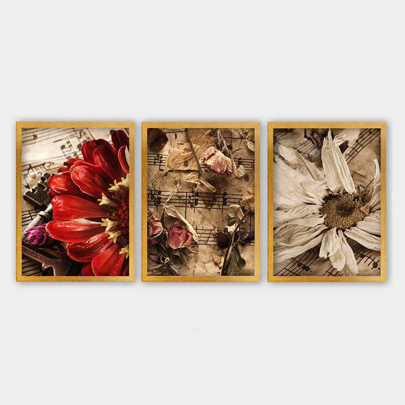 Ensemble de 3 peintures élégantes encadrées décoratives, 13,8 x 17,7 pouces chacune | 100% bois avec cadre 100% polystyrène (épaisseur: 0,8 pouce) | Impression numérique UV, parfaite pour le salon et la décoration intérieure