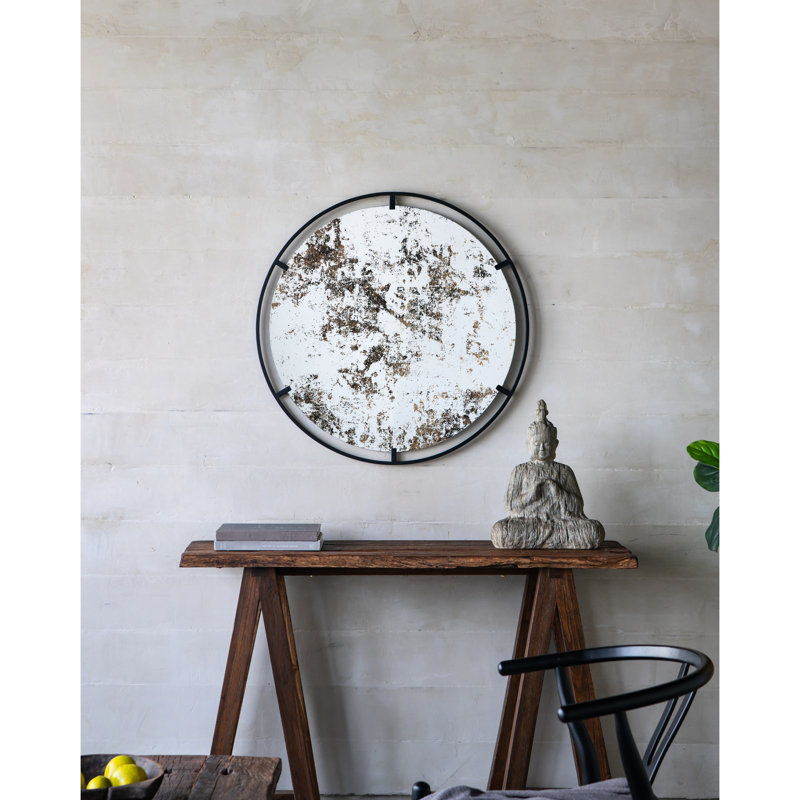 Iron Frame Vertical Round Mirror
