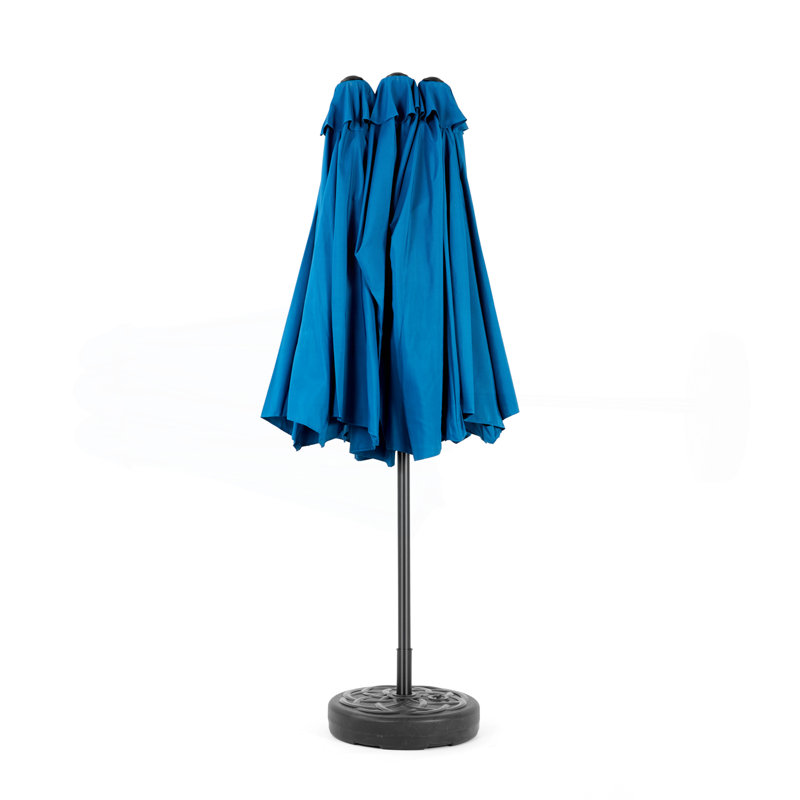 Grand parasol d'extérieur double face 14,8 pi avec manivelle (bleu foncé) (sans base), Bleu très foncé