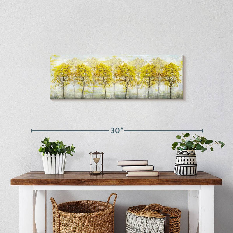 Automne, arbres jaunes sur toile, H 8 po x l 24 po x P 1 po