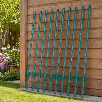 3/4/5-Foot Steel Fence Posts With Adjustable Tabs, U-Channel Anchor Plate - Heavy-Duty Metal Posts For Outdoor Fences (10 Pack)