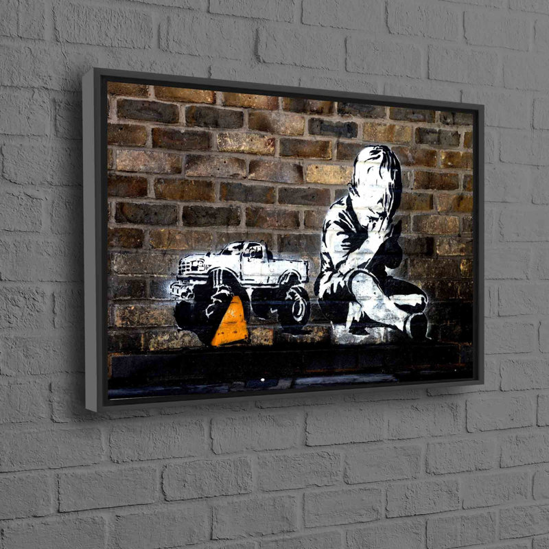 Reproduction d'art urbain sur toile de coton de qualité supérieure inspirée de Banksy, idéale pour la décoration intérieure contemporaine