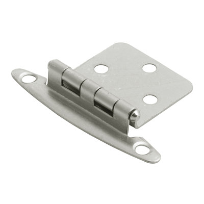Surface Mount Variable overlay Face Frame Free Swinging - Satin Nickel - Cabinet Door Hinges (Set of 2)   