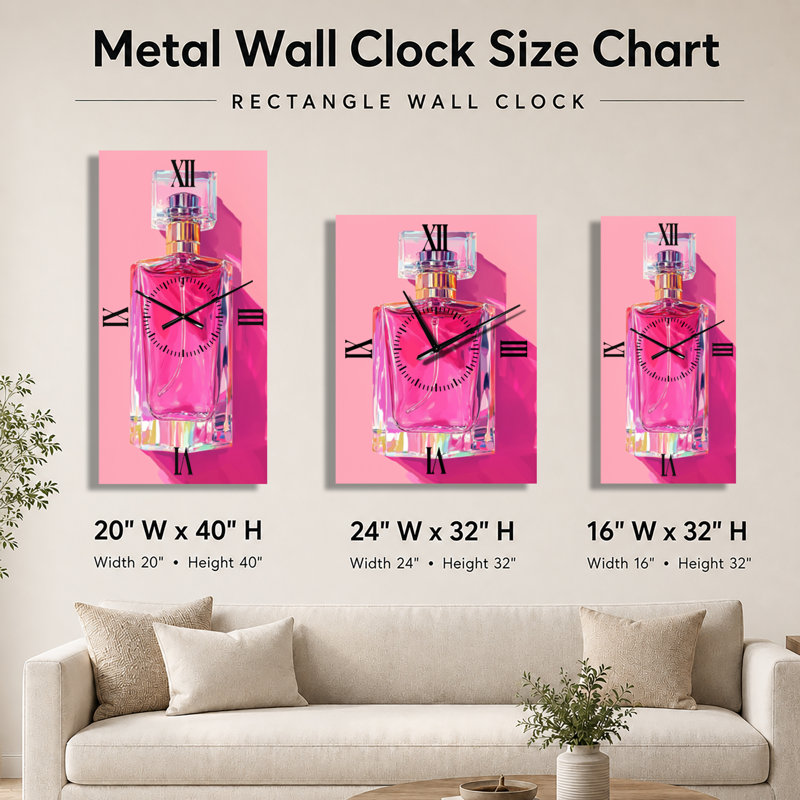 Horloge murale rose Art Déco Crystal Perfume Pop I, H 32 po x l 24 po - Rectangle