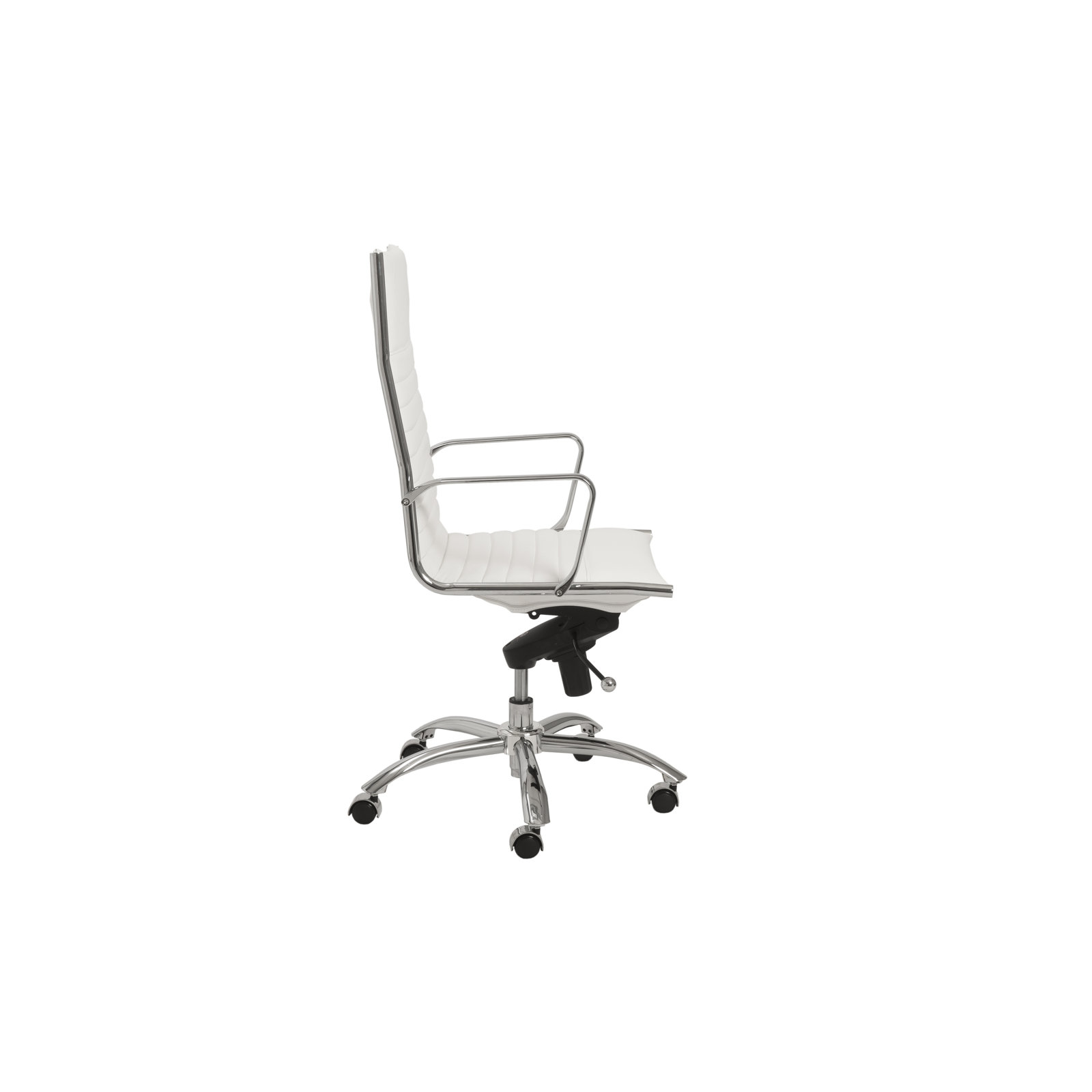 Naida Office Chair, White Faux Leather, Chrome