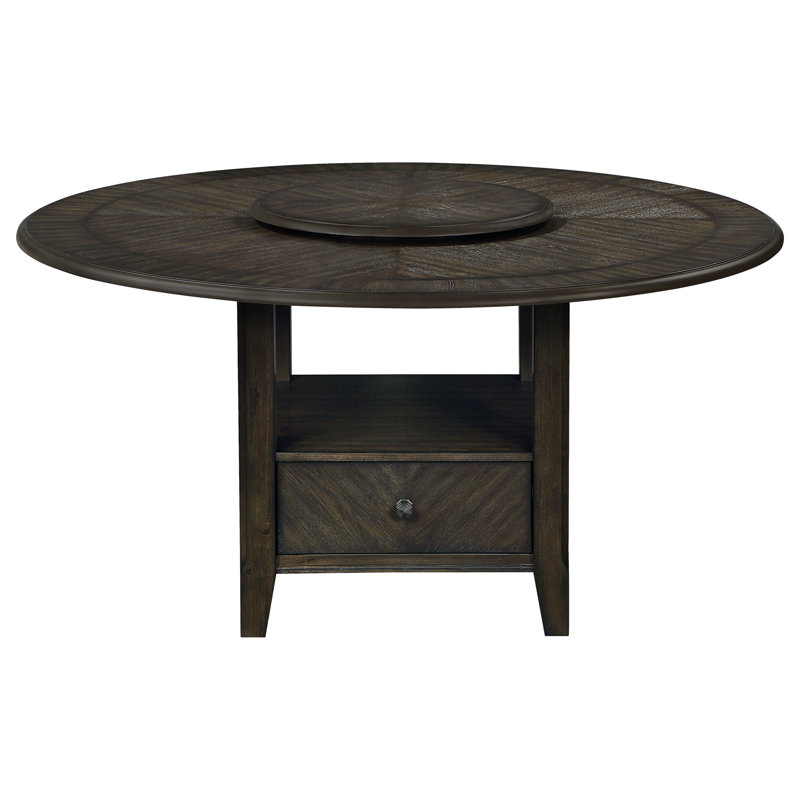 Kellea Round Dining Table with Removable Lazy Susan in Dark Cocoa