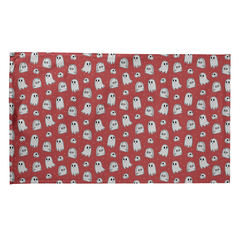 Torchon à motif de fantômes classique, Polyester sergé, Rouge