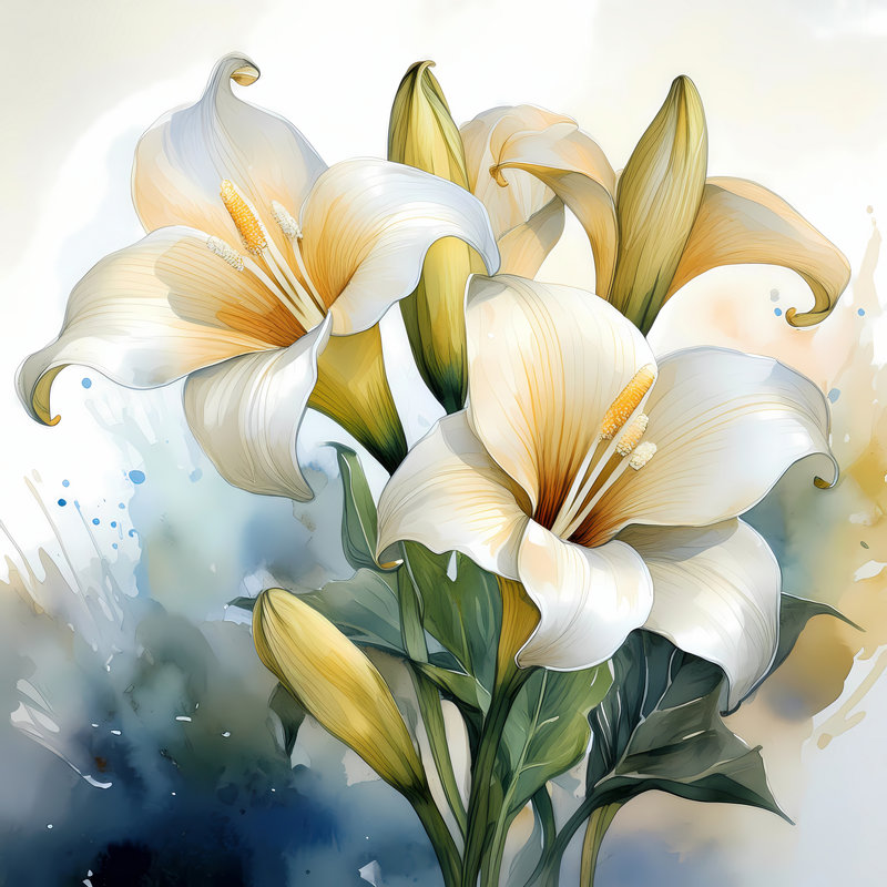 Delicate Calle Lily Bloom, 36" H x 36" W