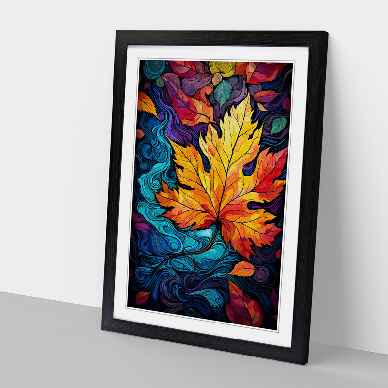 Leaf Futurism No.2 - Single Picture Frame Print on Wood, Black Framed, 64cm H x 46cm W x 2cm D