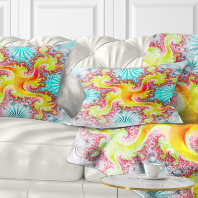 Abstract Abstract Glowing Fractal Flower Lumbar Pillow