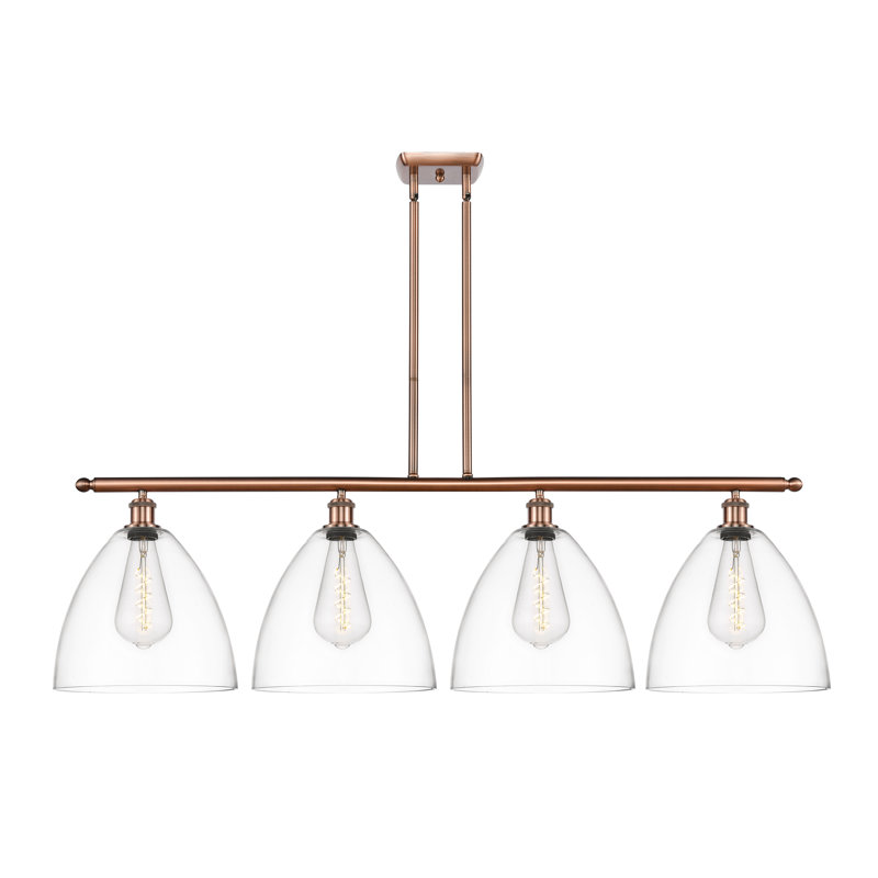 Luminaire suspendu linéaire à 4 lumières pour îlot de cuisine Allure, Transparent, Ampoule non incluse, Chrome poli