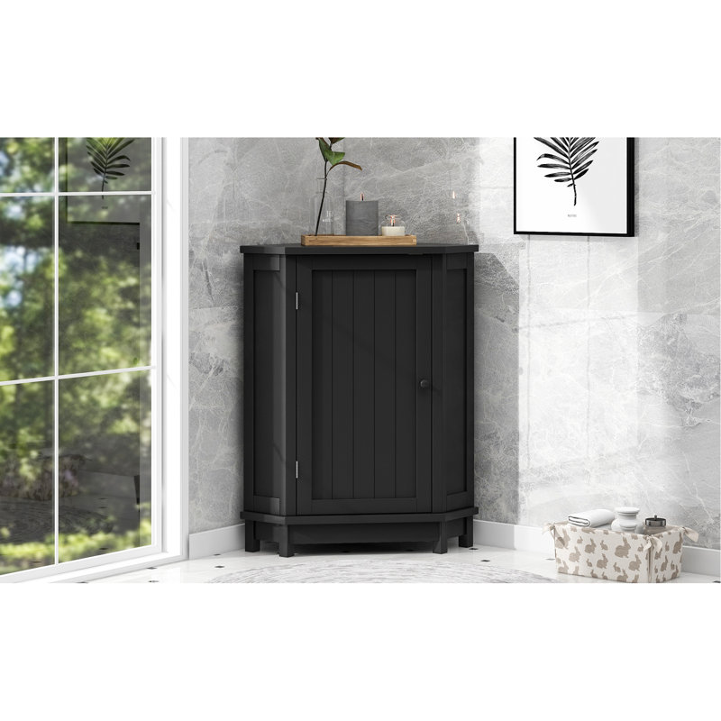 Armoire de rangement en coin noire avec plateau réglable, Noir