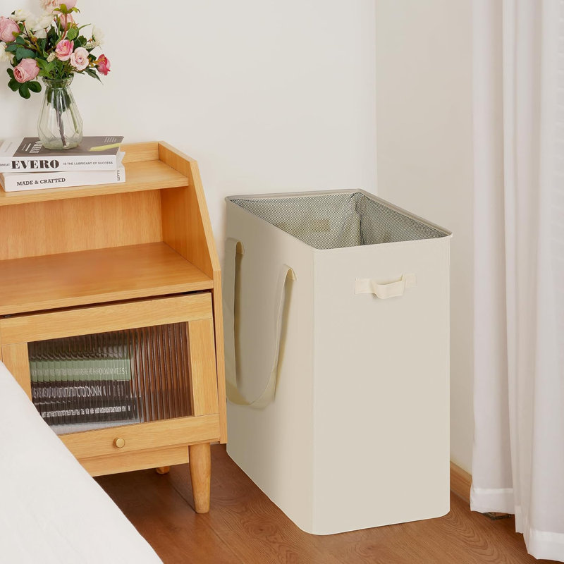 Slim Laundry Basket, Narrow Laundry Hamper With Handles, Collapsible Dirty Clothes Hamper, Tall Laundry Bin For Laundry Room, Dorm And Bedroom, 90L