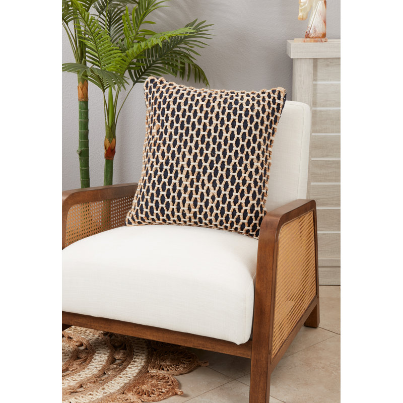Islander Collection Cotton Throw Pillow, Polyester/Polyfill, Navy Blue, 18"H x 18"W