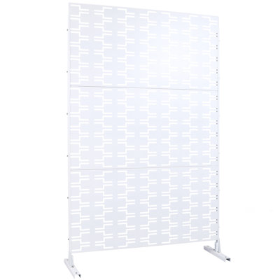 Écran d'intimité extérieur et intérieur en métal H 76 po x l 48 po, écran d'intimité décoratif autoportant pour terrasse de balcon, panneaux de clôture d'intimité pour jardin extérieur PS112 BLANC