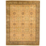 Hand Knotted Wool Area Rug in Cream And Blue