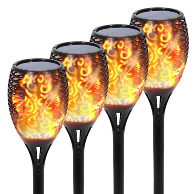  4PCS Solar Torch Lights Outdoor, 43 inch 96 LED, Waterproof Landscape Garden Pathway Light with Vivid Dancing Flickering Flames