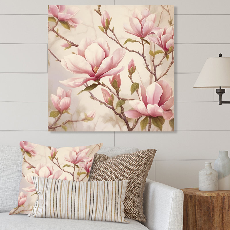 " Pink Green Magnolias Elegance Landscape ", 36" H x 36" W x 1" D