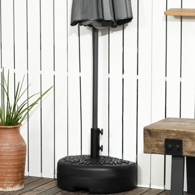 Demi-base de parasol demi-patio - 40 lb d'eau / 46 lb de sable, 1,5 po et 2 po de poteau, eau extérieure noire ou 46 lb de sable stable pour pelouse, poteau, chic