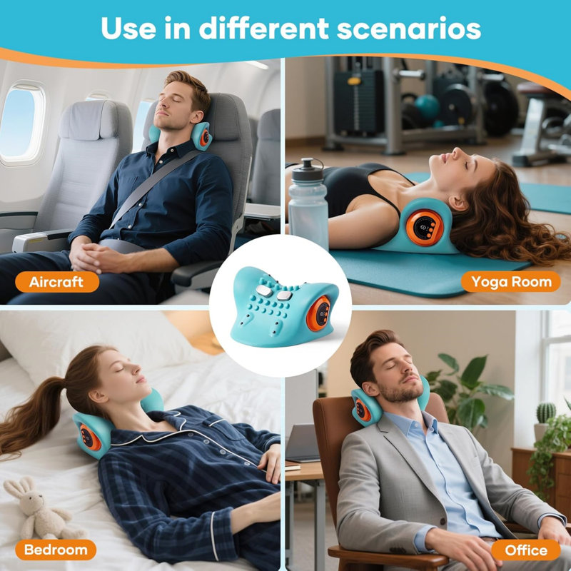 Neck Massager, 3 Modes Electric Neck And Shoulder Relaxer Pillow Massager With Heat &comfortable Stretching–6 Levels Massage Intensity For Neck & Shoulder Relaxation