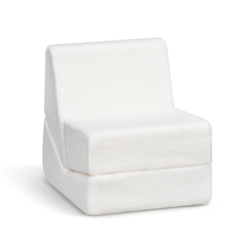 Canapé-lit pliable beige en velours Teddy