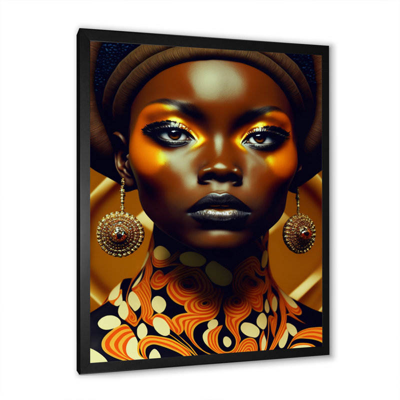 «Exquiste African Woman Design X», reproduction sur toile, Cadre photo noir, H 20 po x l 12 po x P 1 po