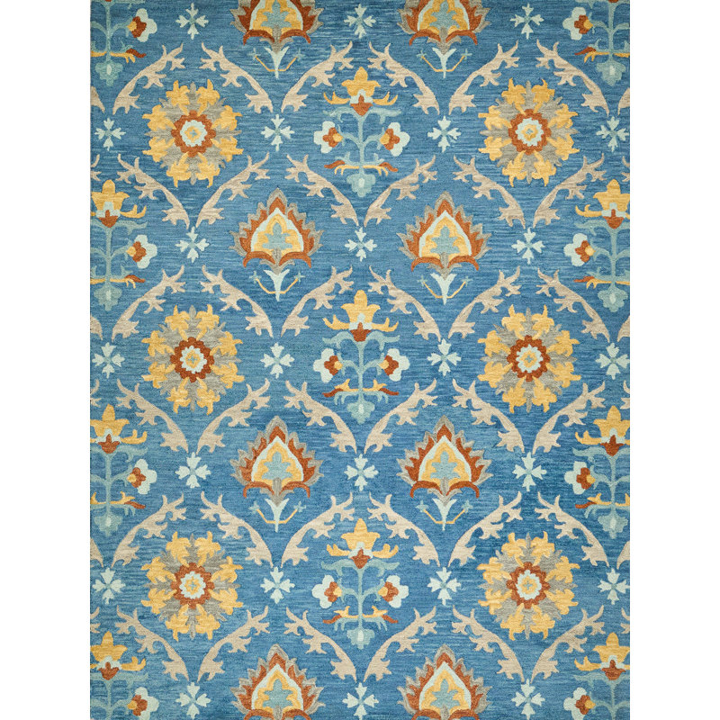 Savannah Hand Tufted New Zealand Wool Blue/Multi Area Rug, 6'X9'