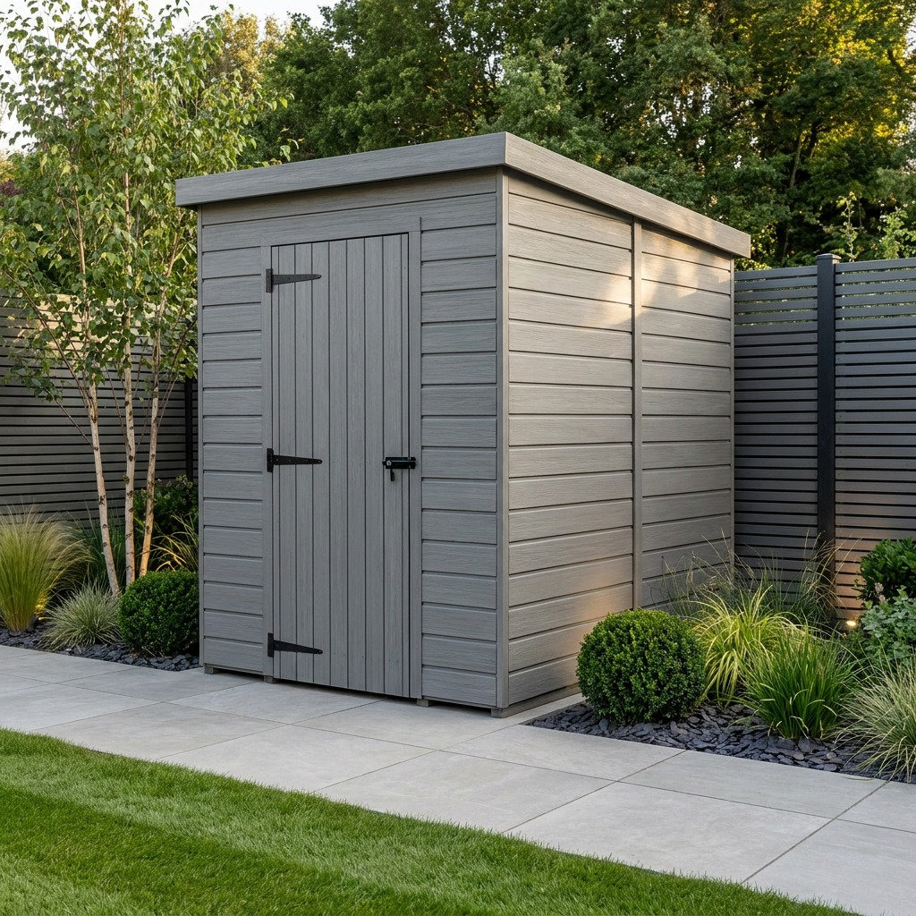 Total Sheds 5ft x 10ft Composite Pent Garden Shed - Single Door - No Windows - EPDM Rubber Roof - UK Manufactured