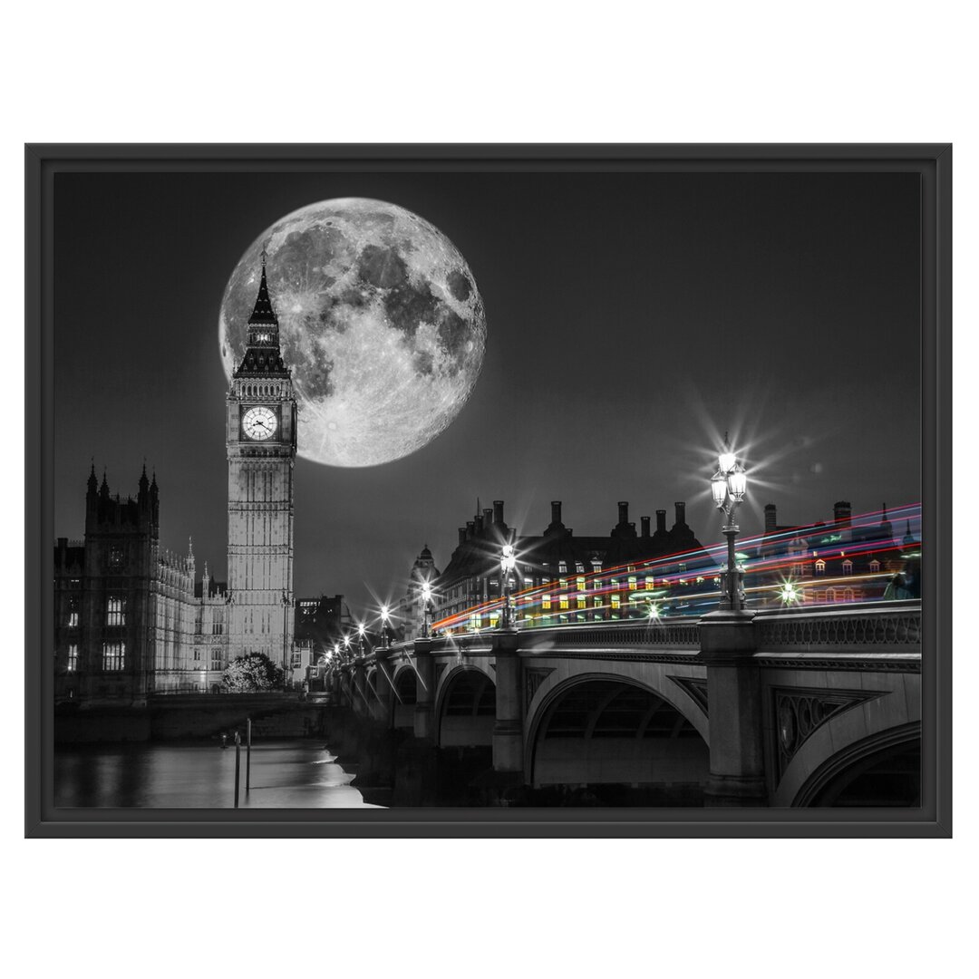 Gerahmtes Wandbild Big Ben mit Mond London