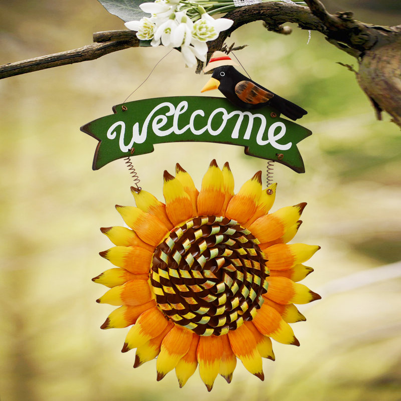 Panneau de bienvenue en métal tournesol