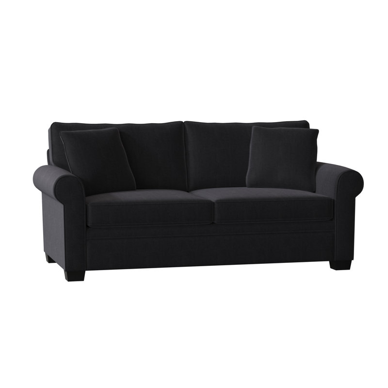 Quaker Upholstered 76'' Sofa, Espresso, Entice Navy