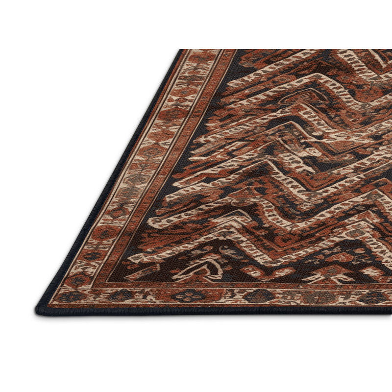 Machine Washable Persian Brown Area Rug, Runner 2' x 5'