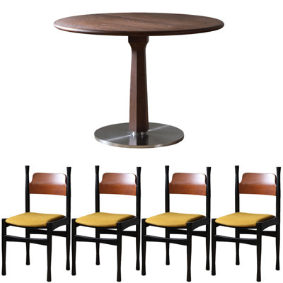 French style solid wood round dining table set