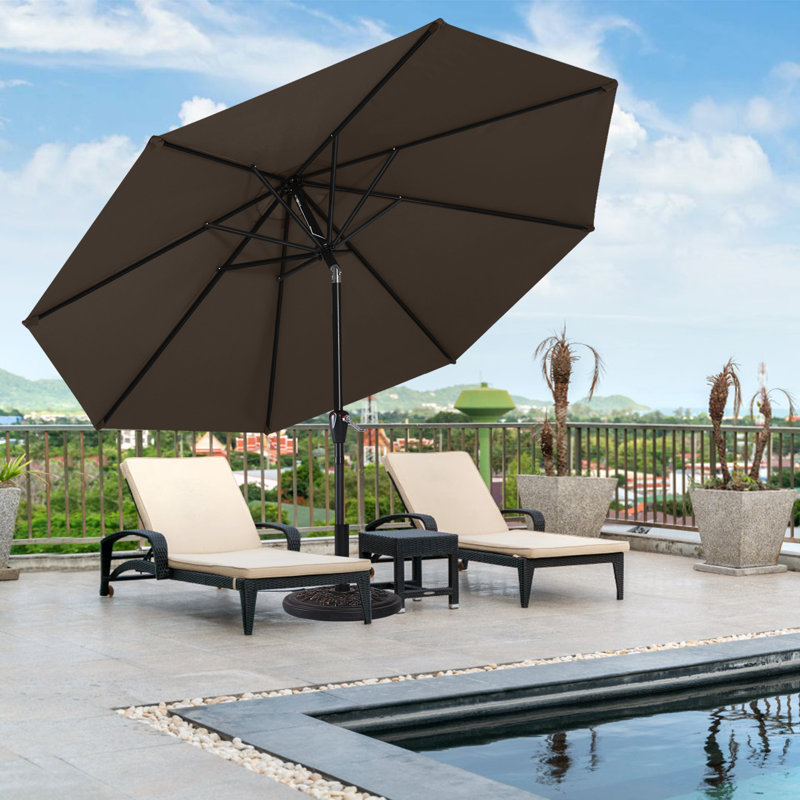 Parasol de marché Miqdad, Brun, H 96,4 po x l 118,1 po x P 118,1 po