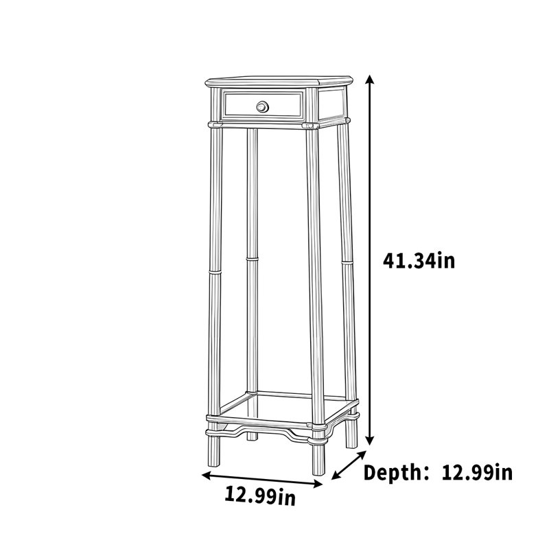 Solid wood frame drawer round foot landing